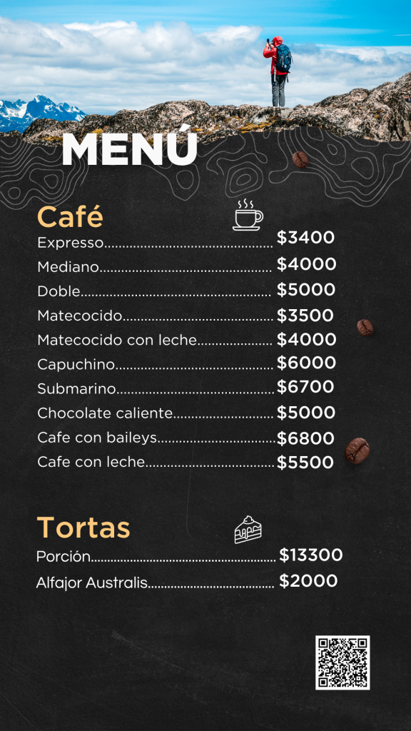 Menu cafeteria, precios cafe y tortas